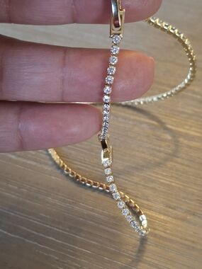 Gold Tennis Necklace with Clear Stones - Women Jewelry